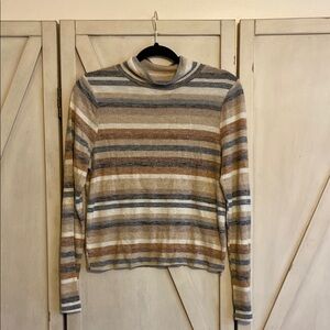 Striped Long Sleeve Turtleneck Sweater